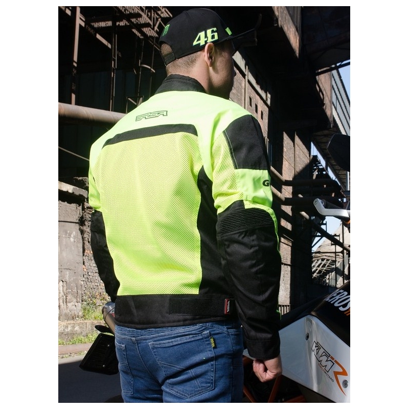 Geacă de motocicletă RSA Guff negru-galben-fluo lichidare