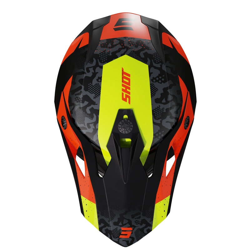 Casca motocross copii Shot Pulse Airfit negru lucios-galben fluor-portocaliu lichidare