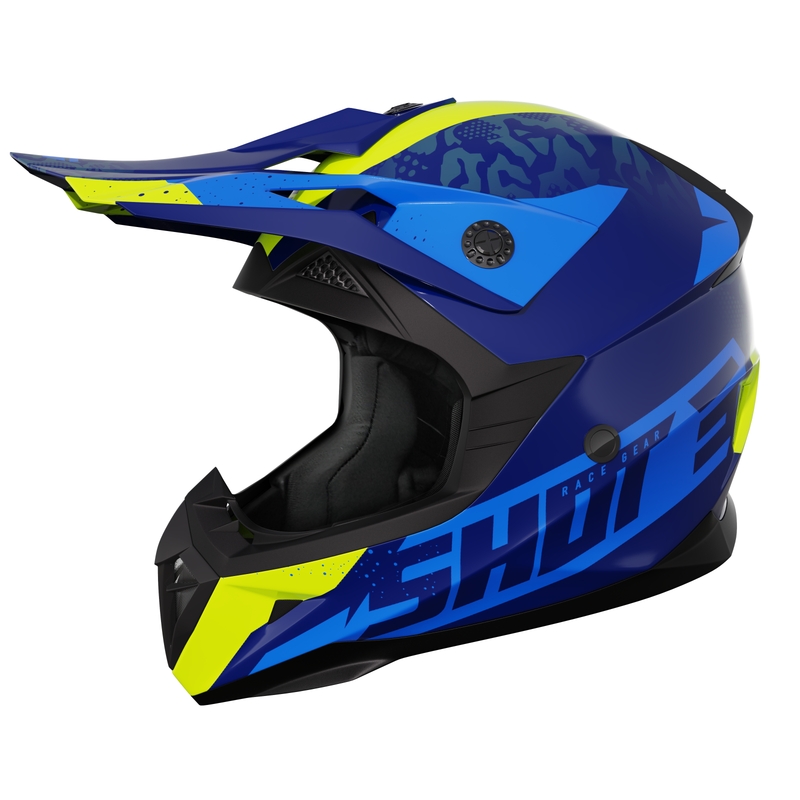 Casca motocross copii Shot Pulse Airfit albastru lucios-galben fluo lichidare