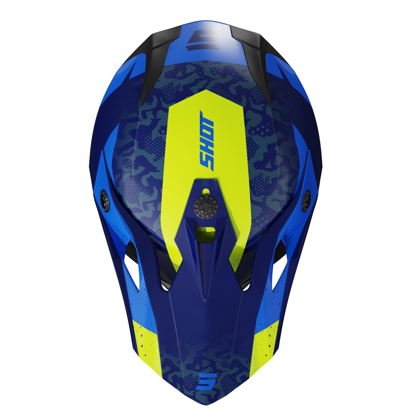 Casca motocross copii Shot Pulse Airfit albastru lucios-galben fluo lichidare