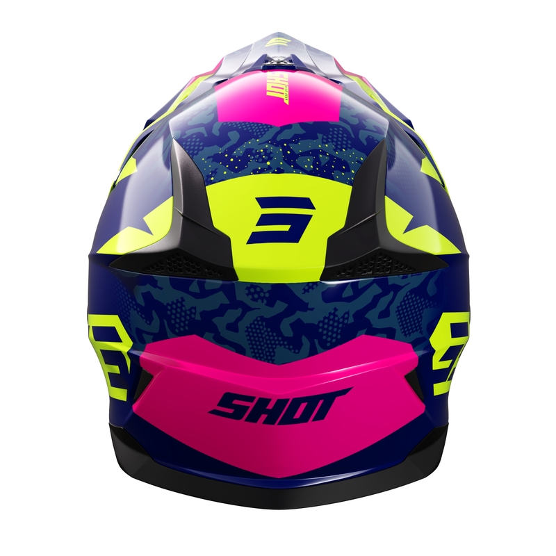 Casca motocross copii Shot Pulse Airfit albastru lucios-galben fluor-roz lichidare