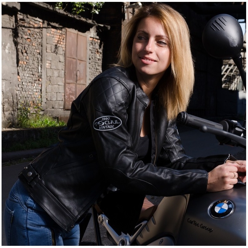Jachetă de motociclete pentru femei Tschul 635 Negru Vânzare lichidare