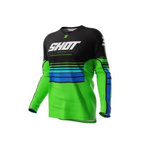 Tricou motocross copii Shot Peak verde