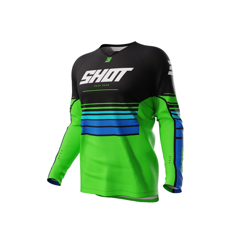 Tricou motocross copii Shot Peak verde lichidare