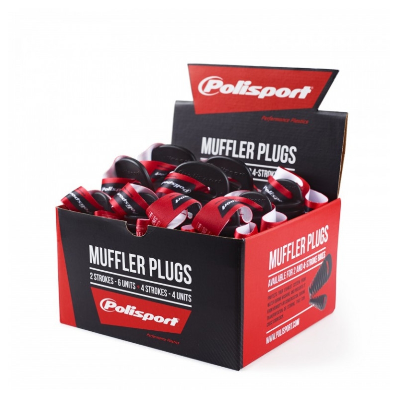 Muffler plugs POLISPORT 2 strokes (4 units) + 4 strokes (6 units) Negru