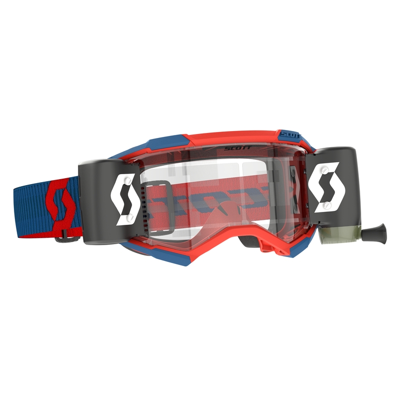 Ochelari de motocross Scott Fury WFS albastru-rosu fluo