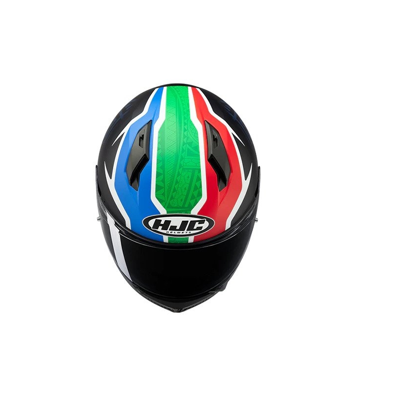 Casca moto integrala HJC C10 BB33 MC21SF albastru-verde-rosu