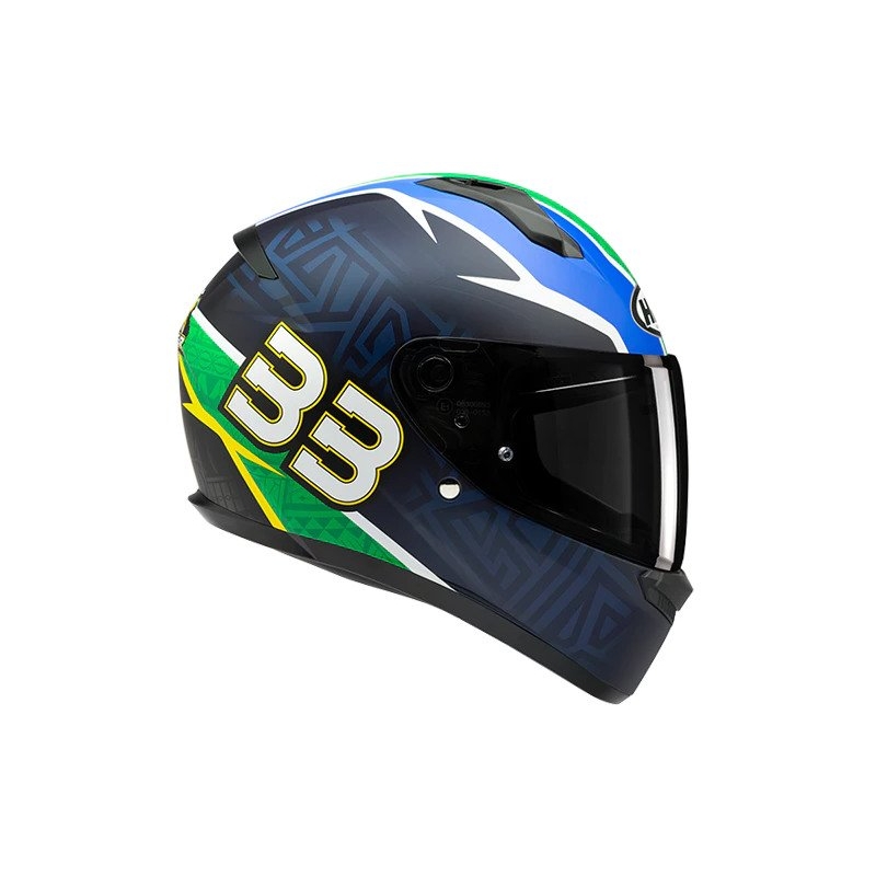 Casca moto integrala HJC C10 BB33 MC21SF albastru-verde-rosu