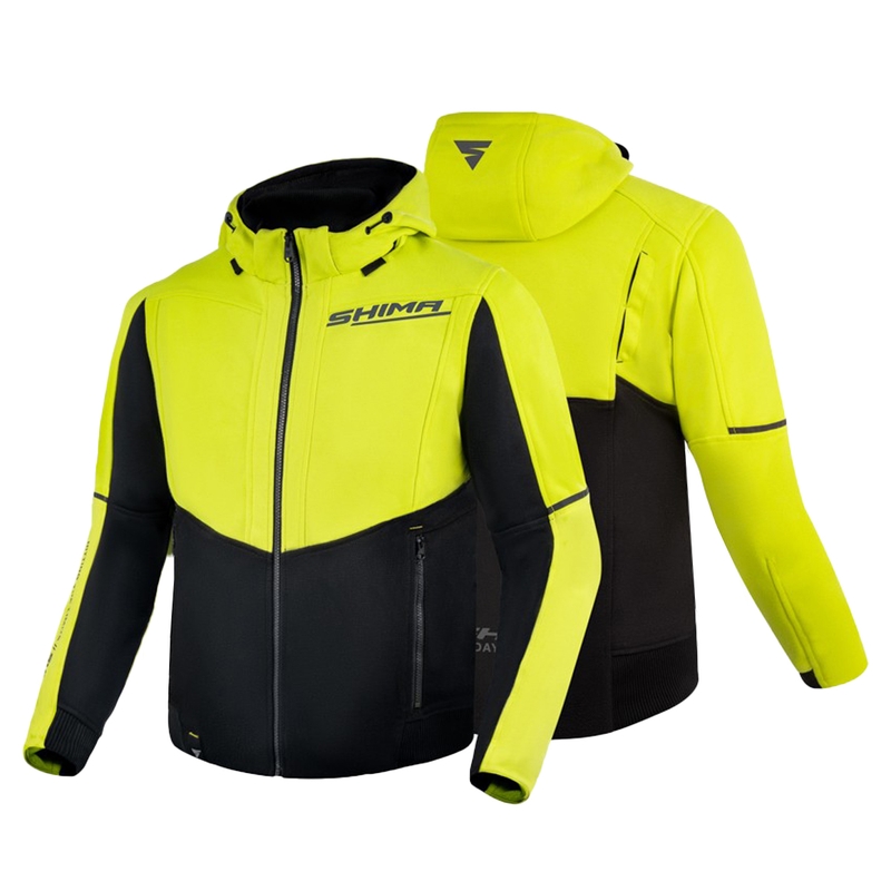 Hanorac cu glugă pentru motociclete Shima Daybreaker galben-fluo-negru