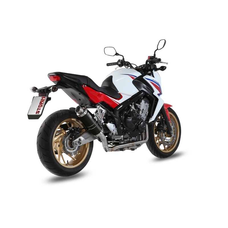 Sistem de evacuare complet 4x2x1 STORM GP negru otel pentru HONDA CB 650 F / FA 2014-2020