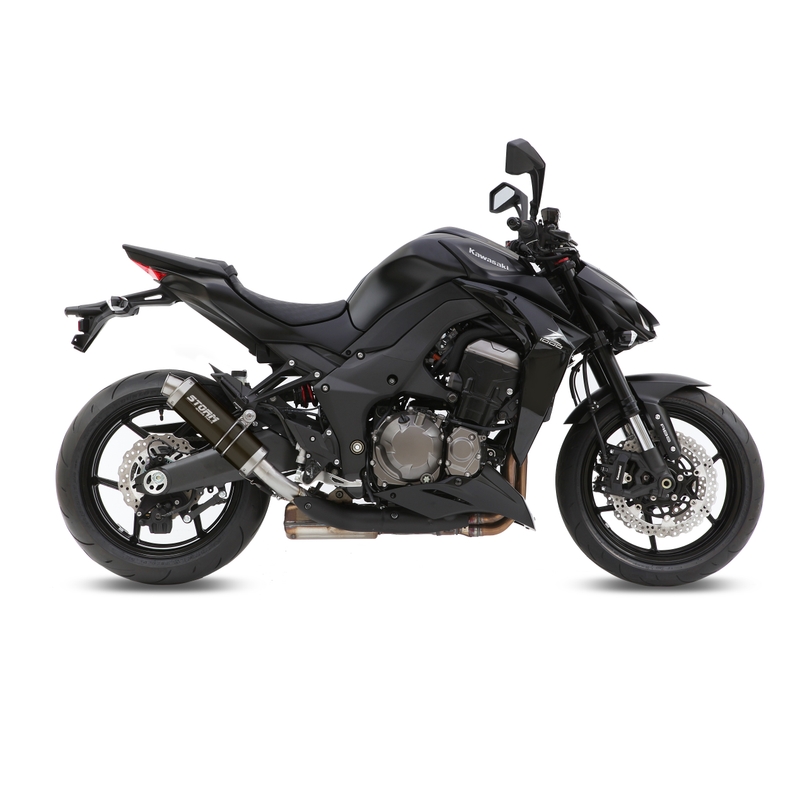 Kit 2 evacuari STORM GP negru otel pentru KAWASAKI Z 1000 2014-2020
