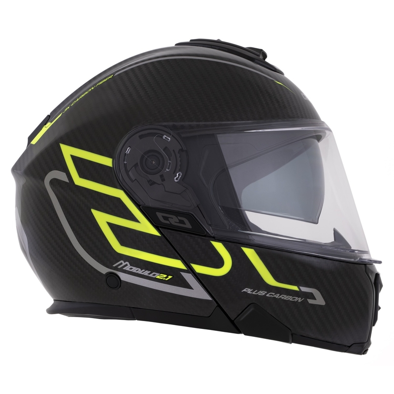 Casca rabatabila Cassida Modulo 2.1 Plus Carbon galben fluo-argintiu-negru
