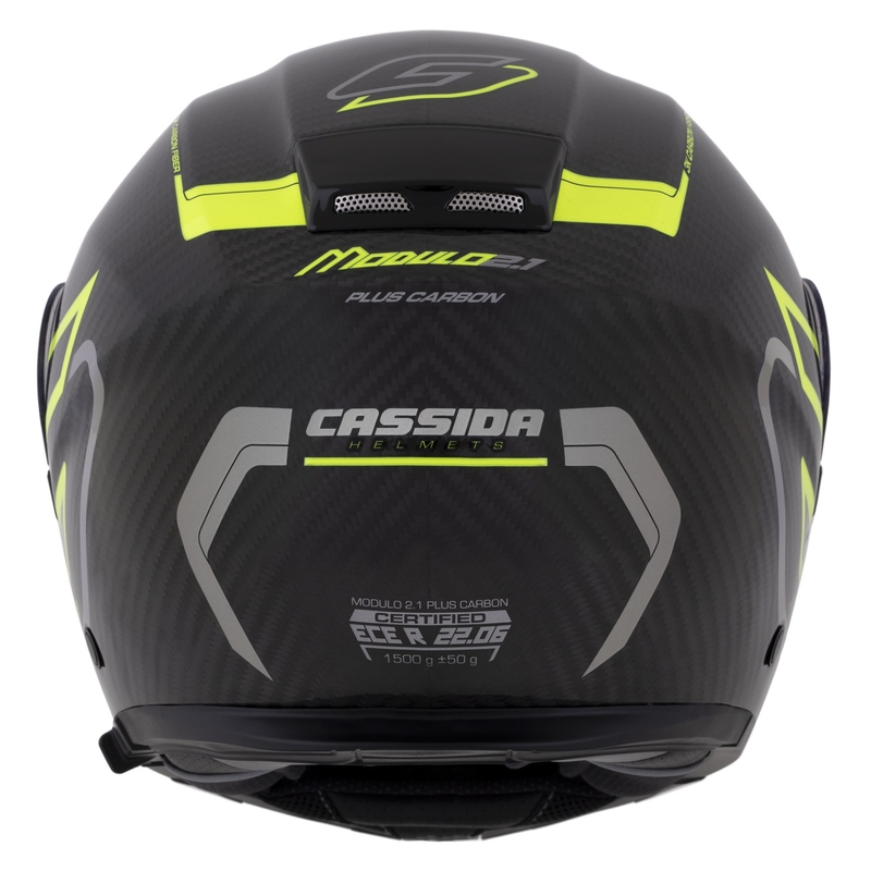 Casca rabatabila Cassida Modulo 2.1 Plus Carbon galben fluo-argintiu-negru
