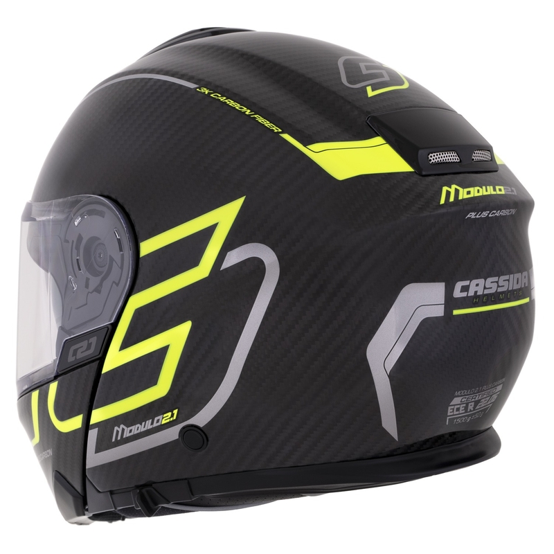 Casca rabatabila Cassida Modulo 2.1 Plus Carbon galben fluo-argintiu-negru