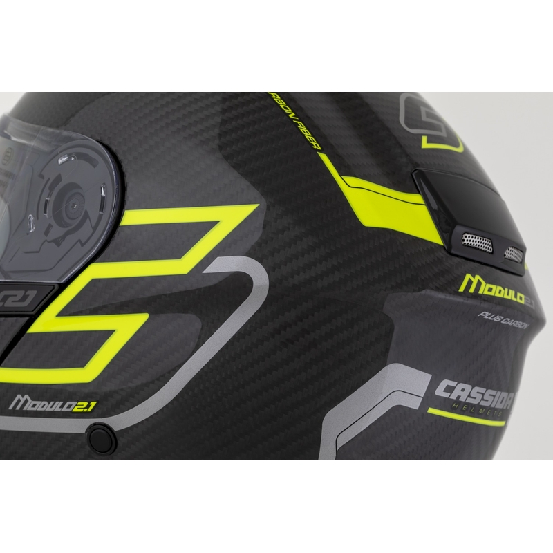 Casca rabatabila Cassida Modulo 2.1 Plus Carbon galben fluo-argintiu-negru
