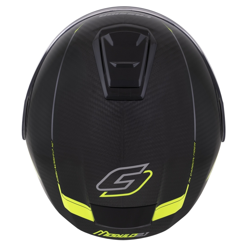 Casca rabatabila Cassida Modulo 2.1 Plus Carbon galben fluo-argintiu-negru