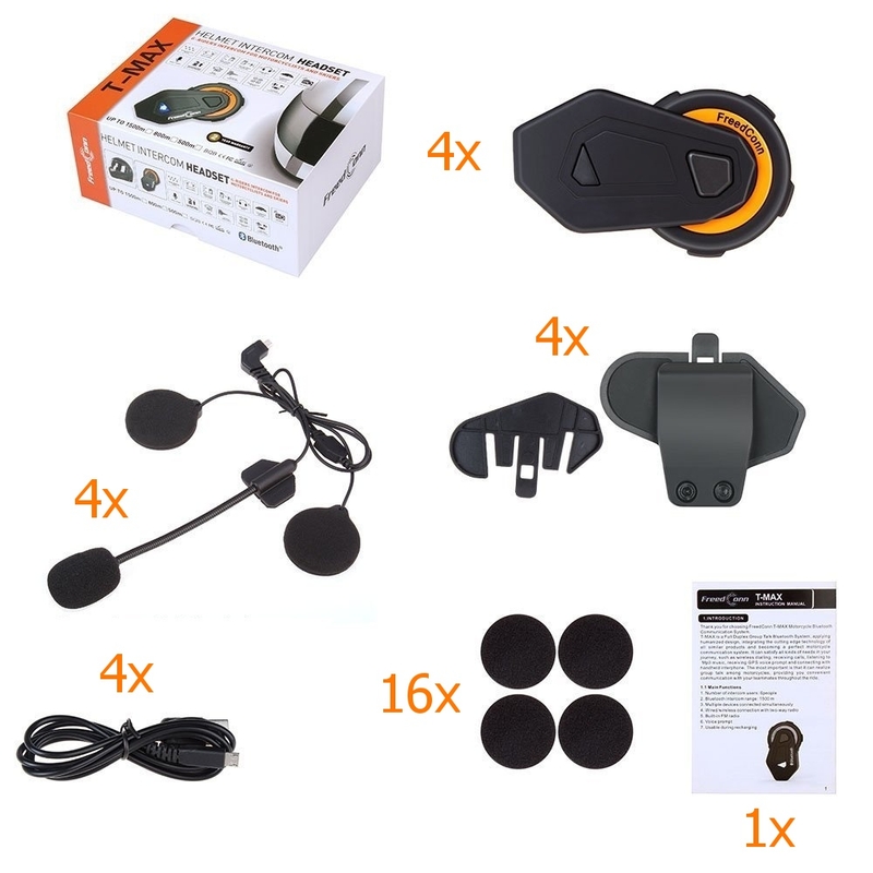 Set de 4 interfoane Bluetooth T-MAX