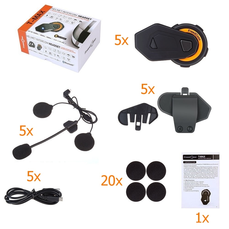 Set de 5 interfoane Bluetooth T-MAX