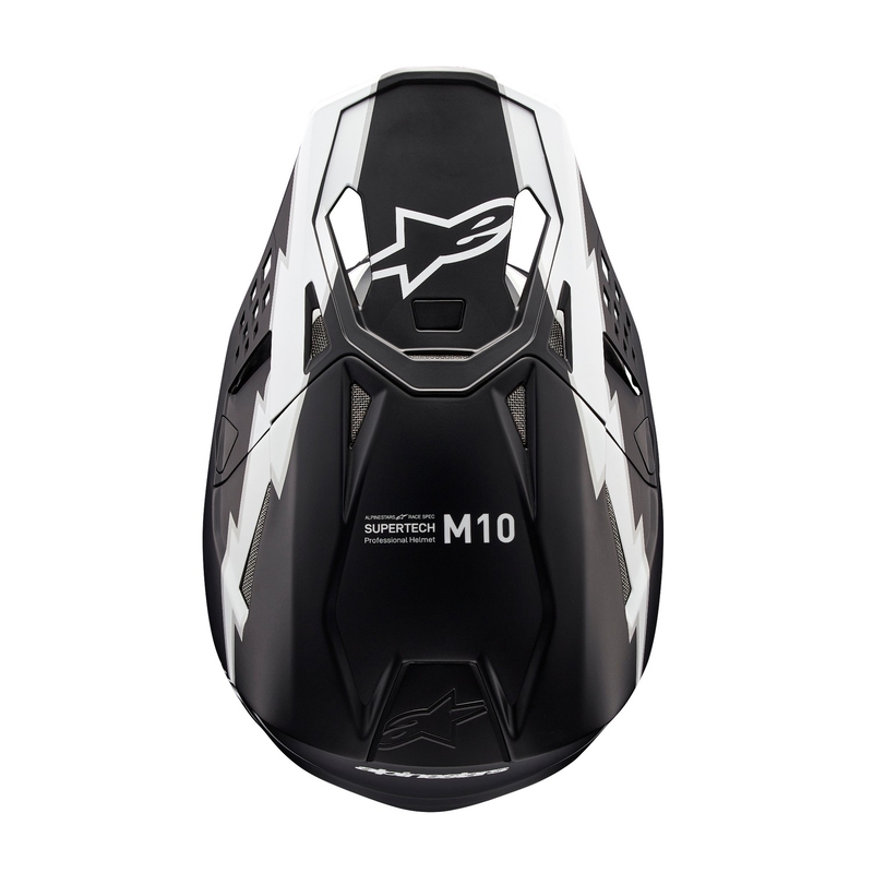 Casca de motocross Alpinestars Supertech S-M10 Ampress alb-negru mat