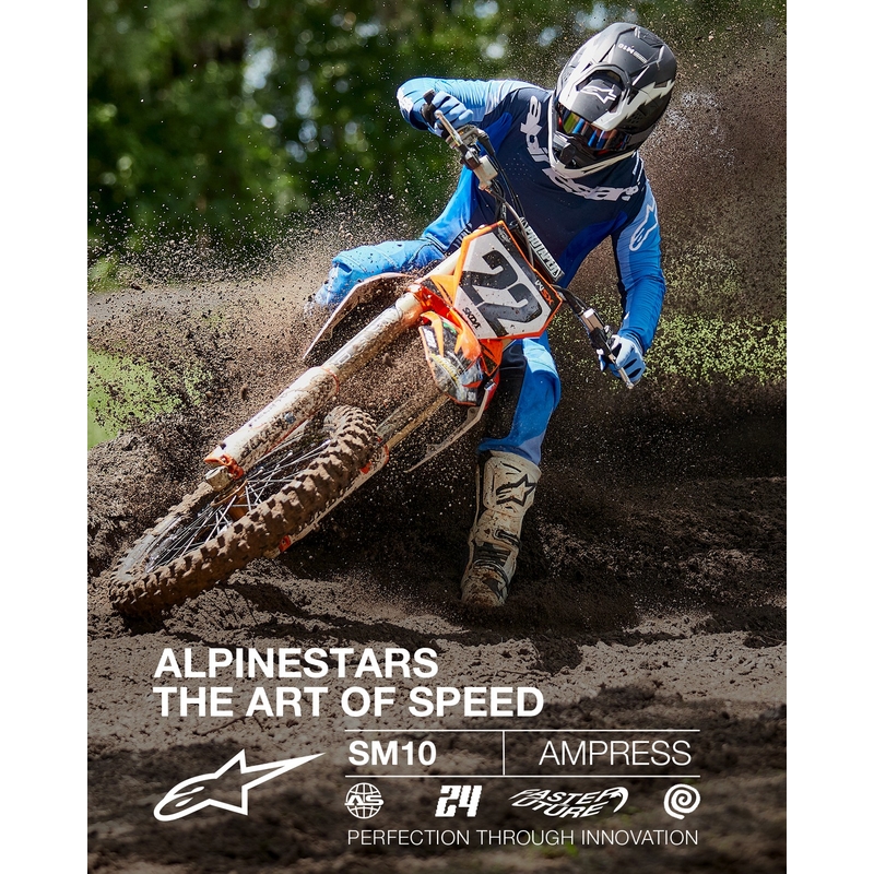 Casca de motocross Alpinestars Supertech S-M10 Ampress alb-negru mat