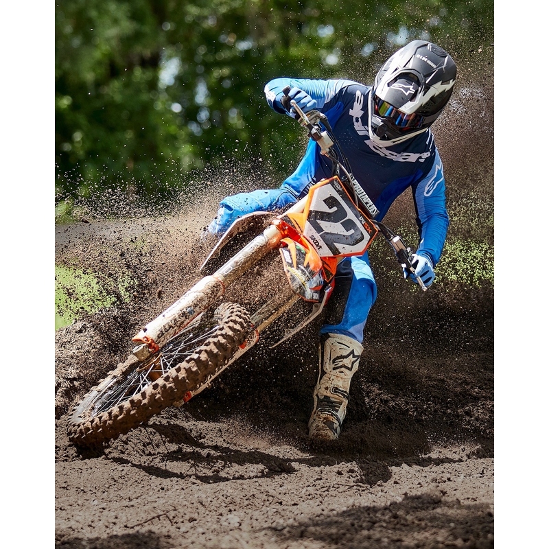 Casca de motocross Alpinestars Supertech S-M10 Ampress alb-negru mat