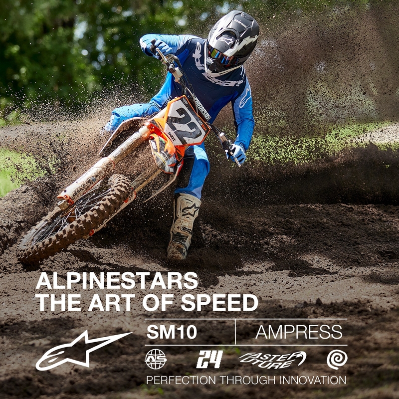 Casca de motocross Alpinestars Supertech S-M10 Ampress alb-negru mat