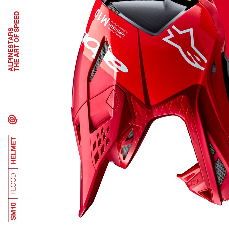 Casca de motocross Alpinestars Supertech S-M10 Flood mat rosu fluor-rosu