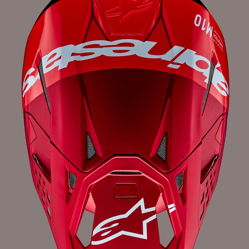 Casca de motocross Alpinestars Supertech S-M10 Flood mat rosu fluor-rosu