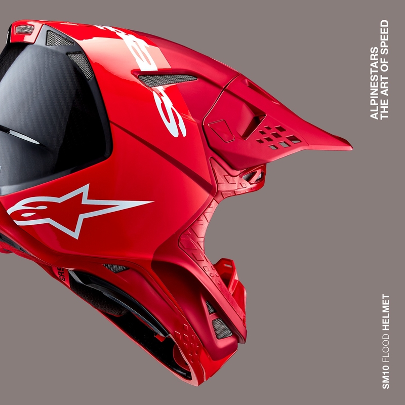 Casca de motocross Alpinestars Supertech S-M10 Flood mat rosu fluor-rosu