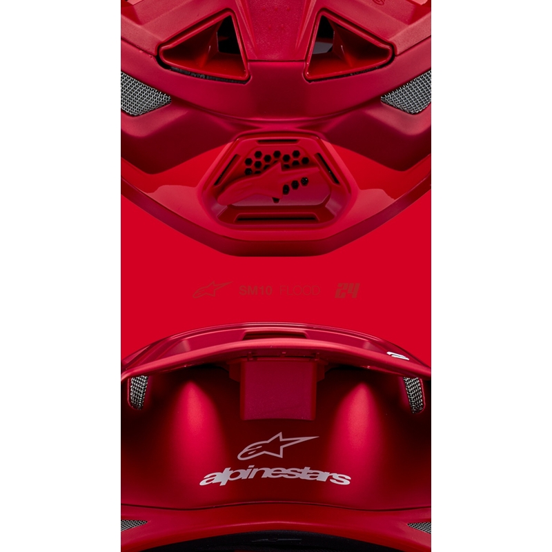 Casca de motocross Alpinestars Supertech S-M10 Flood mat rosu fluor-rosu