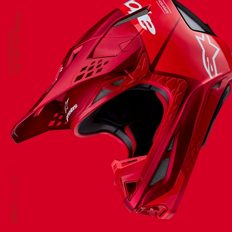 Casca de motocross Alpinestars Supertech S-M10 Flood mat rosu fluor-rosu