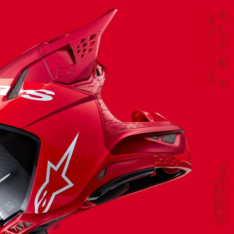 Casca de motocross Alpinestars Supertech S-M10 Flood mat rosu fluor-rosu