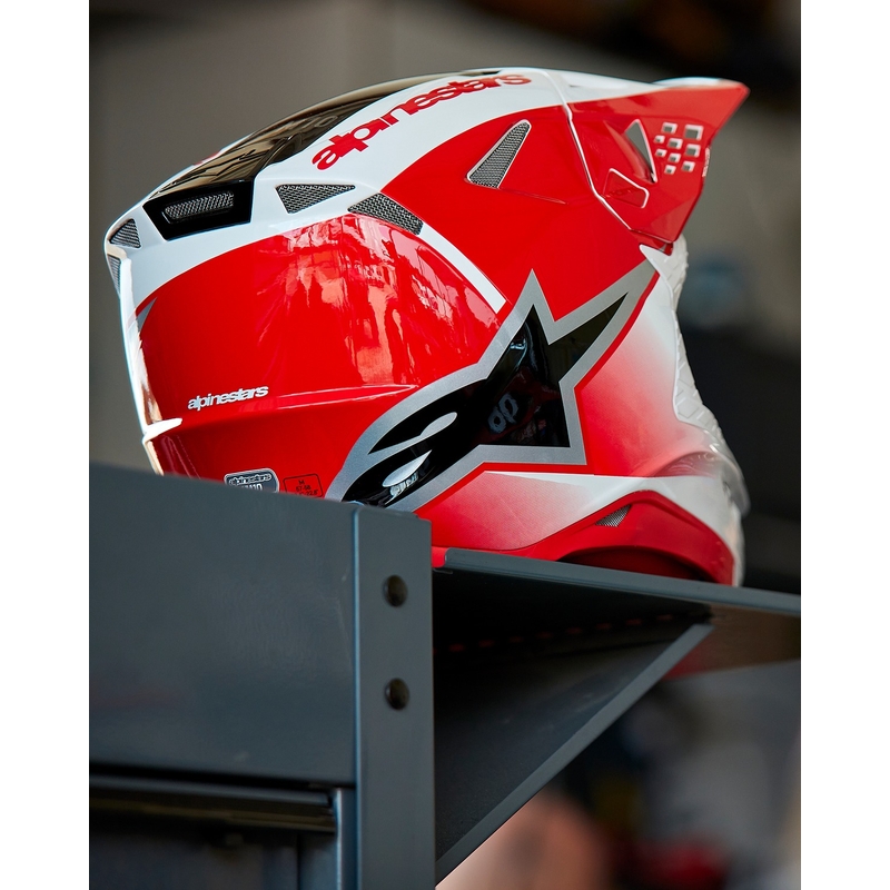 Casca motocross Alpinestars Supertech S-M10 Unite alb-rosu