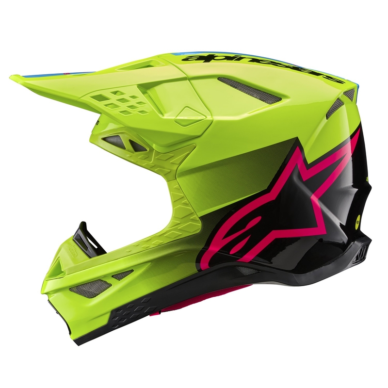 Casca motocross Alpinestars Supertech S-M10 Unite galben fluo-negru-roz
