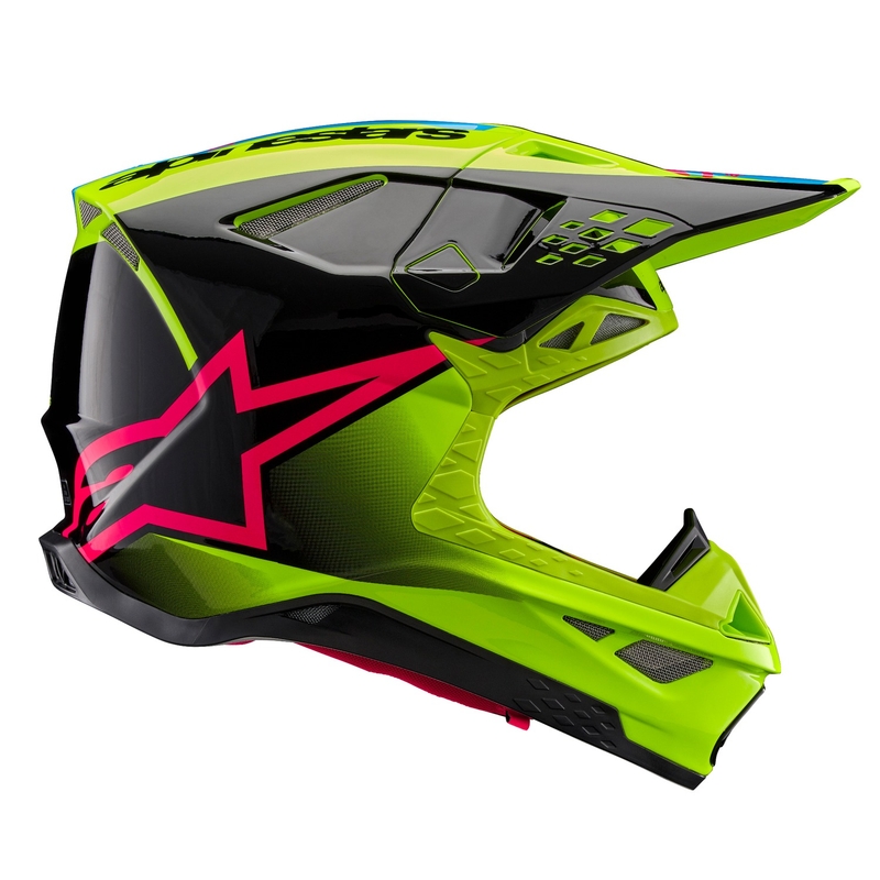 Casca motocross Alpinestars Supertech S-M10 Unite galben fluo-negru-roz