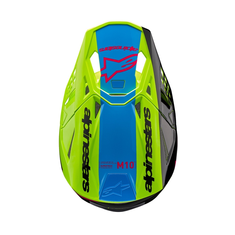 Casca motocross Alpinestars Supertech S-M10 Unite galben fluo-negru-roz