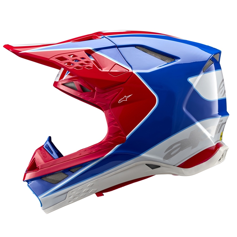 Casca de motocross Alpinestars Supertech S-M10 Aeon roșu-albastru fluo