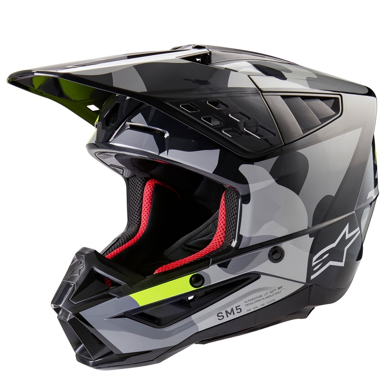 Casca motocross Alpinestars S-M5 Rover 2 gri inchis-galben fluo