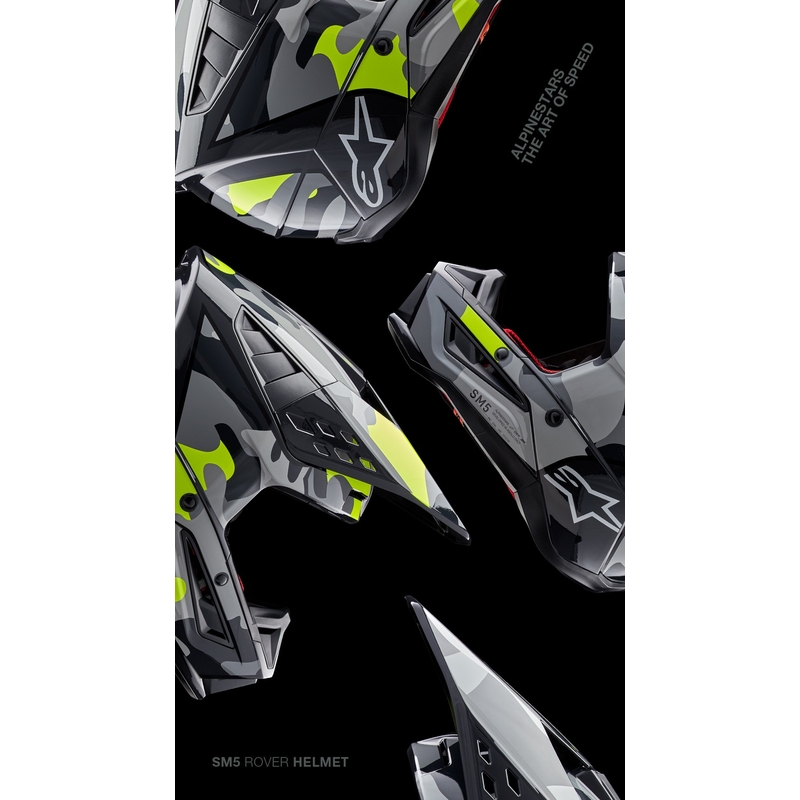 Casca motocross Alpinestars S-M5 Rover 2 gri inchis-galben fluo