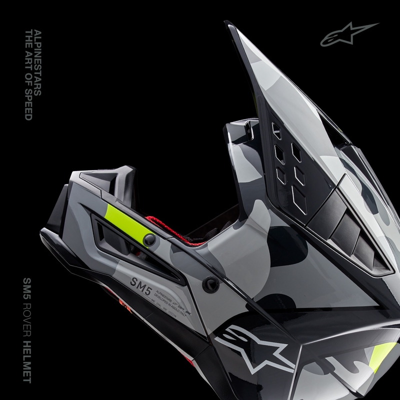 Casca motocross Alpinestars S-M5 Rover 2 gri inchis-galben fluo