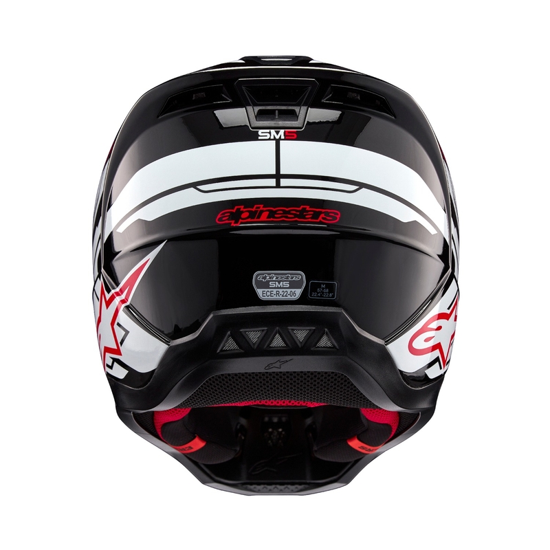 Casca motocross Alpinestars S-M5 Action 2 negru-alb-rosu fluo