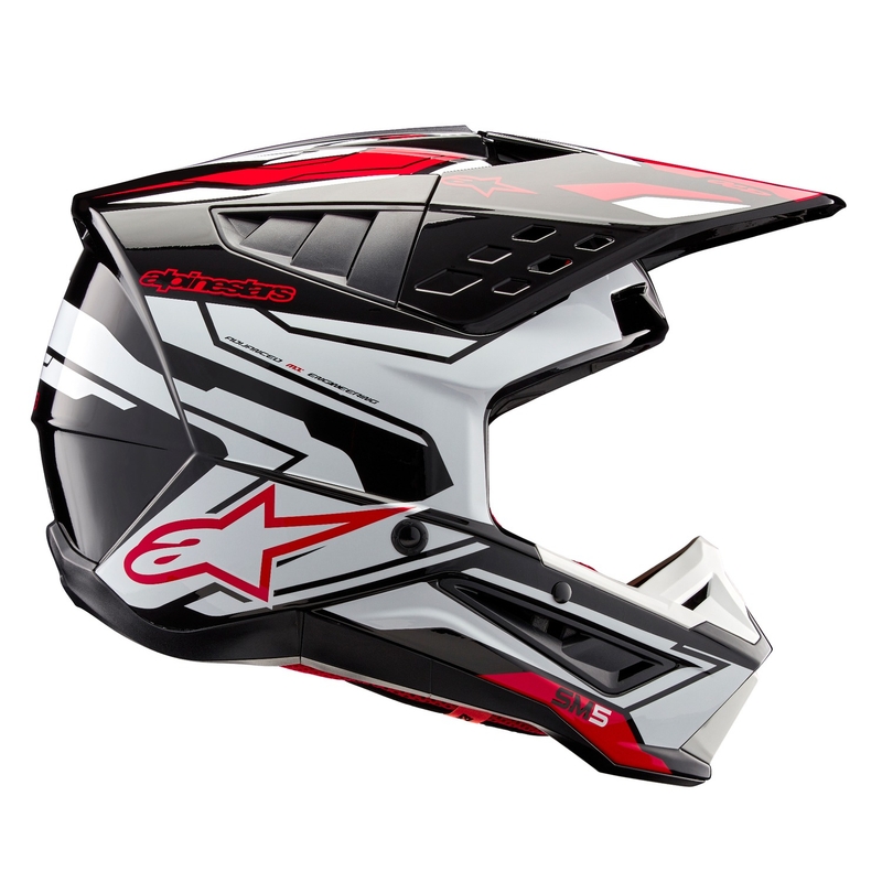Casca motocross Alpinestars S-M5 Action 2 negru-alb-rosu fluo