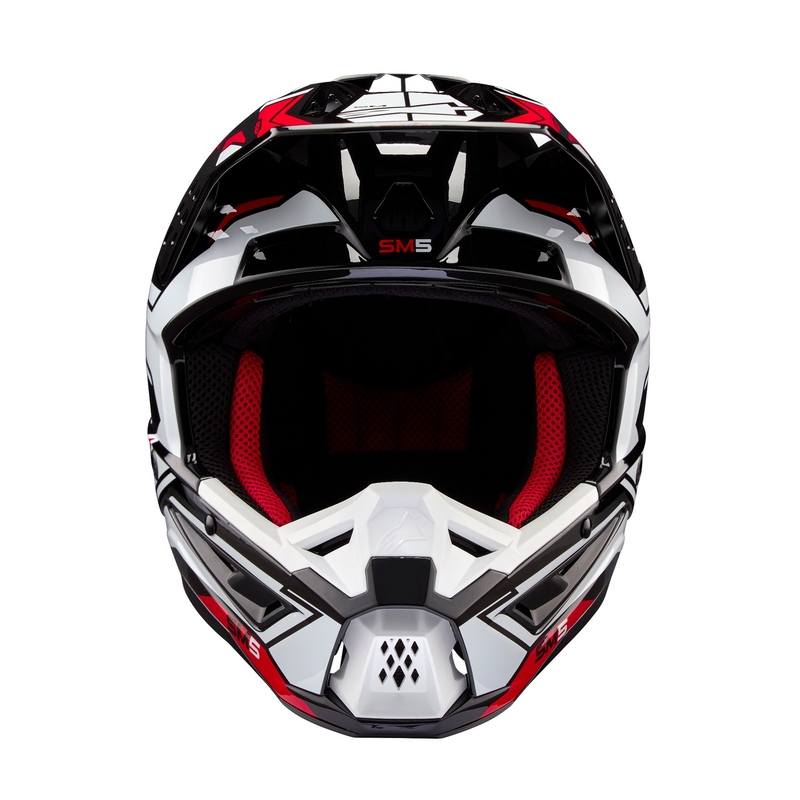 Casca motocross Alpinestars S-M5 Action 2 negru-alb-rosu fluo