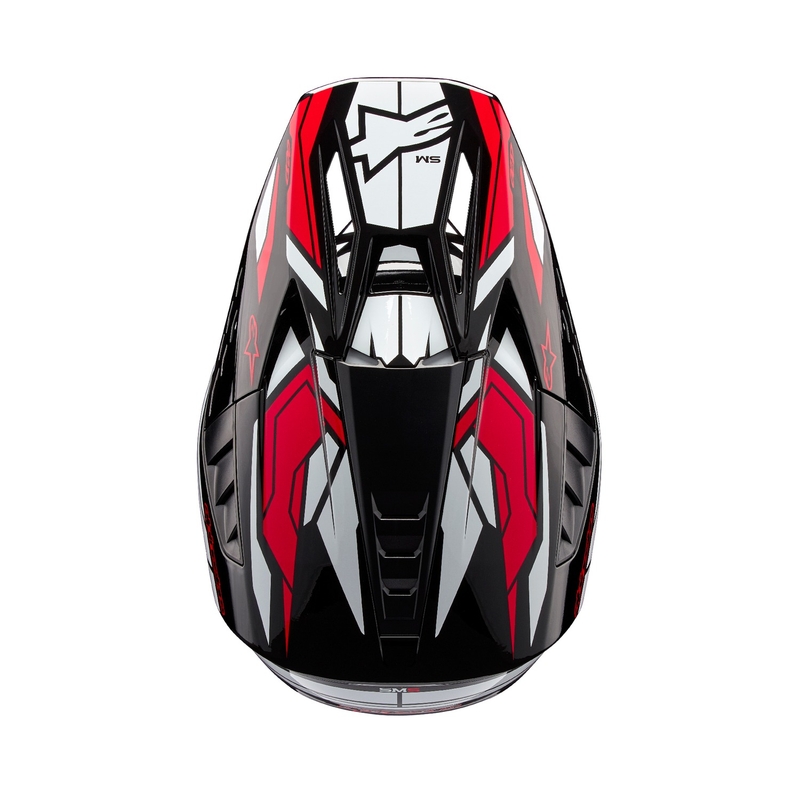 Casca motocross Alpinestars S-M5 Action 2 negru-alb-rosu fluo