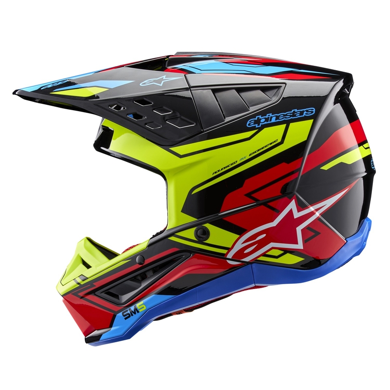 Casca motocross Alpinestars S-M5 Action 2 galben fluo-rosu fluo