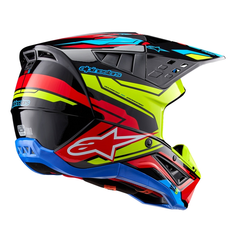 Casca motocross Alpinestars S-M5 Action 2 galben fluo-rosu fluo