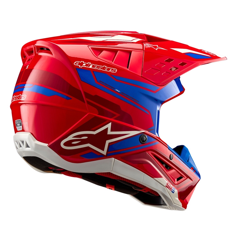 Casca motocross Alpinestars S-M5 Action 2 rosu-albastru fluo