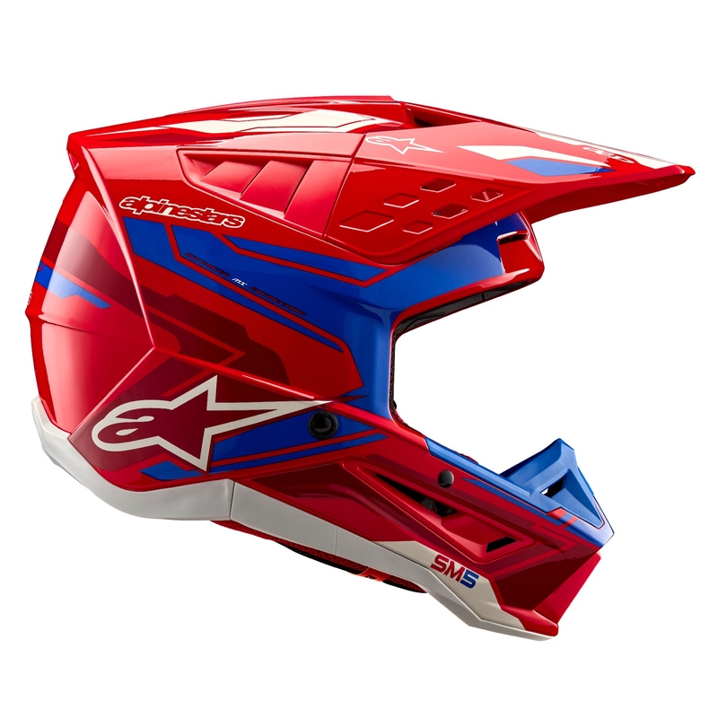 Casca motocross Alpinestars S-M5 Action 2 rosu-albastru fluo