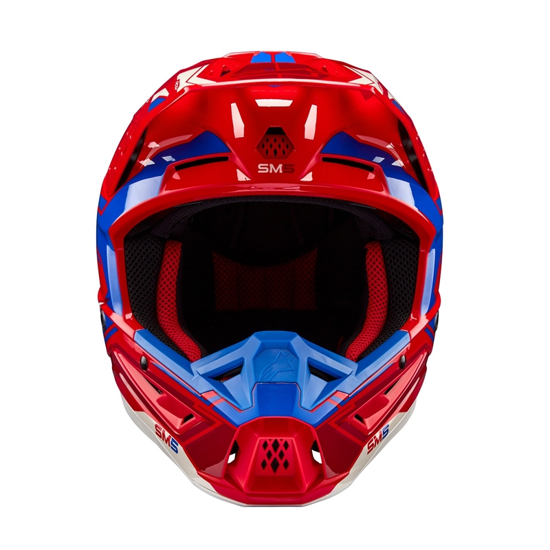 Casca motocross Alpinestars S-M5 Action 2 rosu-albastru fluo