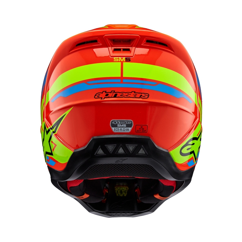 Casca motocross Alpinestars S-M5 Action 2 portocaliu fluo-albastru deschis-galben fluo